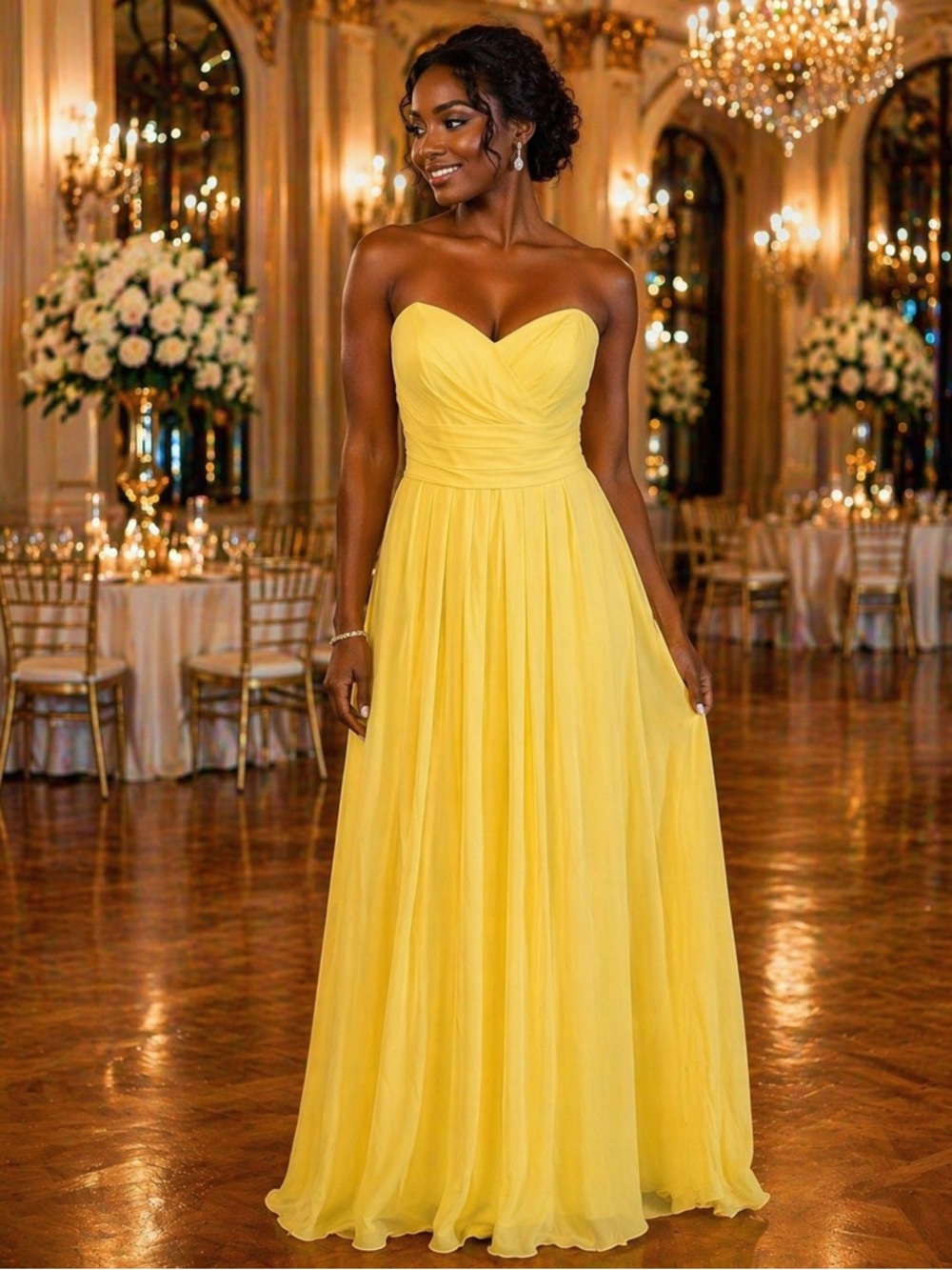 Elegant Yellow Strapless‎ Dress by After Six Size 10 Sample NWT